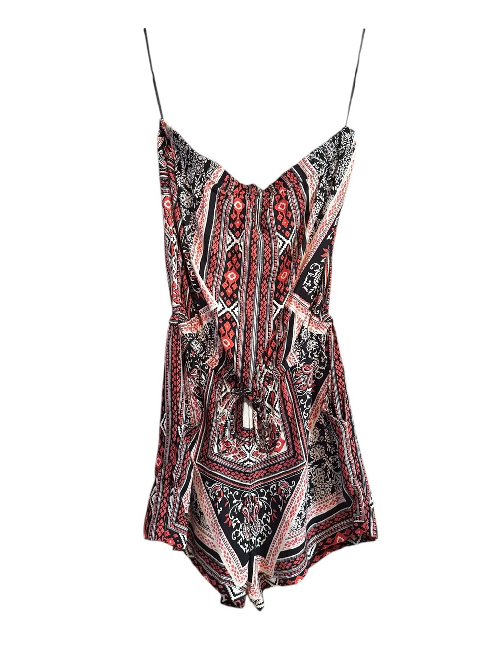 Boho Printed Sleeveless Short Romper in Red & Black